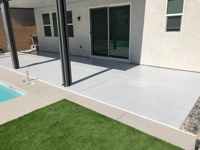 patio with white patio floor coating