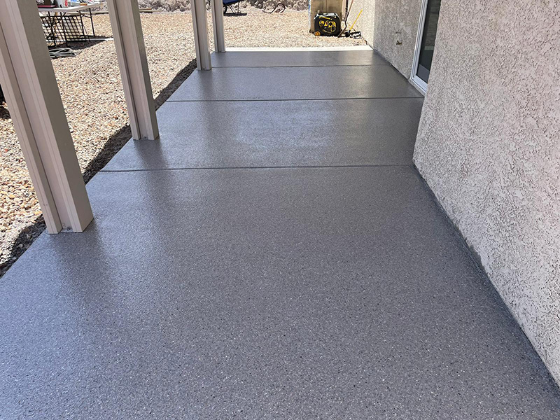 upclose view of gray floor coating on patio